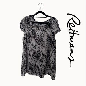 Reitmans Black and Gray Animal Print Women's Blouse Size XL